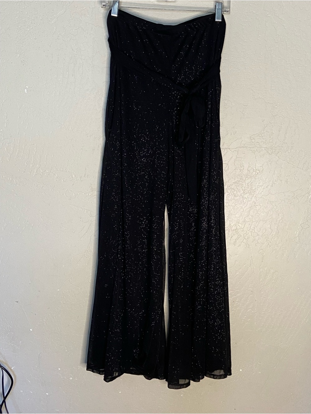 Black Sparkle Wide-Leg palazzo type dress up skirt pants by BLU SkY XL